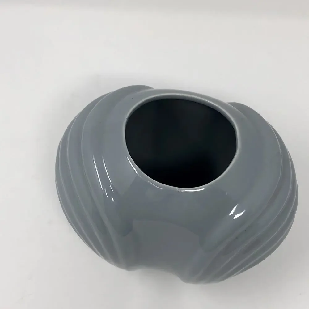 Post Modern Art Deco Grey Glazed Ceramic Vase 1980's Retro